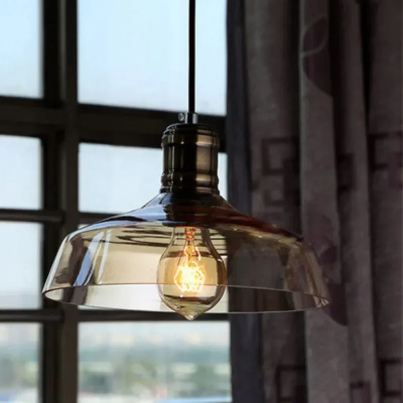 american-retro-industrial-style-chandelier-minimalist-restaurant-bar-counter-clothing-store-transparent-amber-glass-bowl