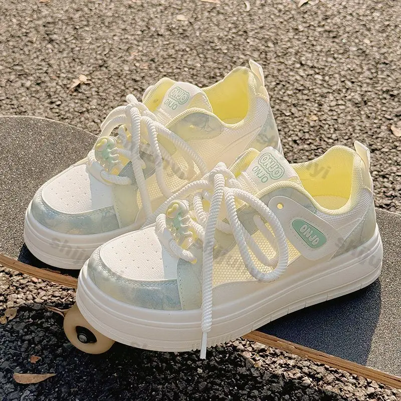 

Женские кроссовки на платформе, 2025 г., повседневная обувь на плоской подошве с дышащей сеткой, модная удобная вулканизированная обувь с перекрестной завязкой, Zapatos Mujer