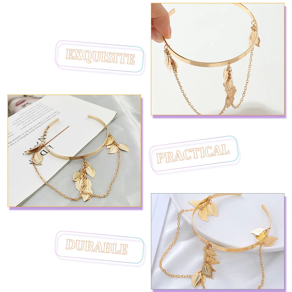 

2 Pcs Metal Chain Arm Ring Bracelet Leaves Bracelets Cuff for Arms Jewelry Charms Armlets Bangle Gothic Miss