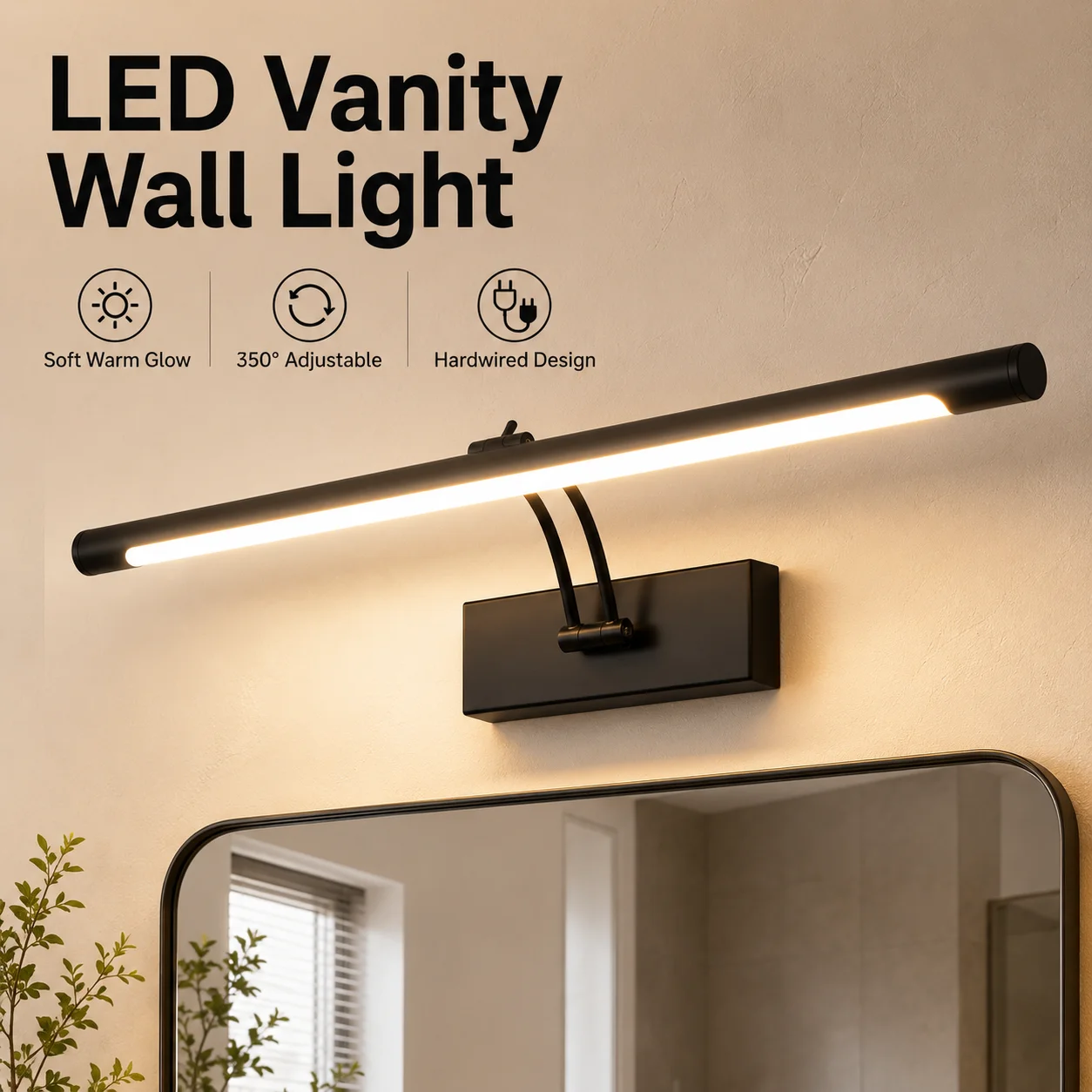 Mirror wall lamp, modern bathroom wall lamp, 40CM adjustable from multiple angles, bathroom wall lamp, indoor bedroom wall lamp