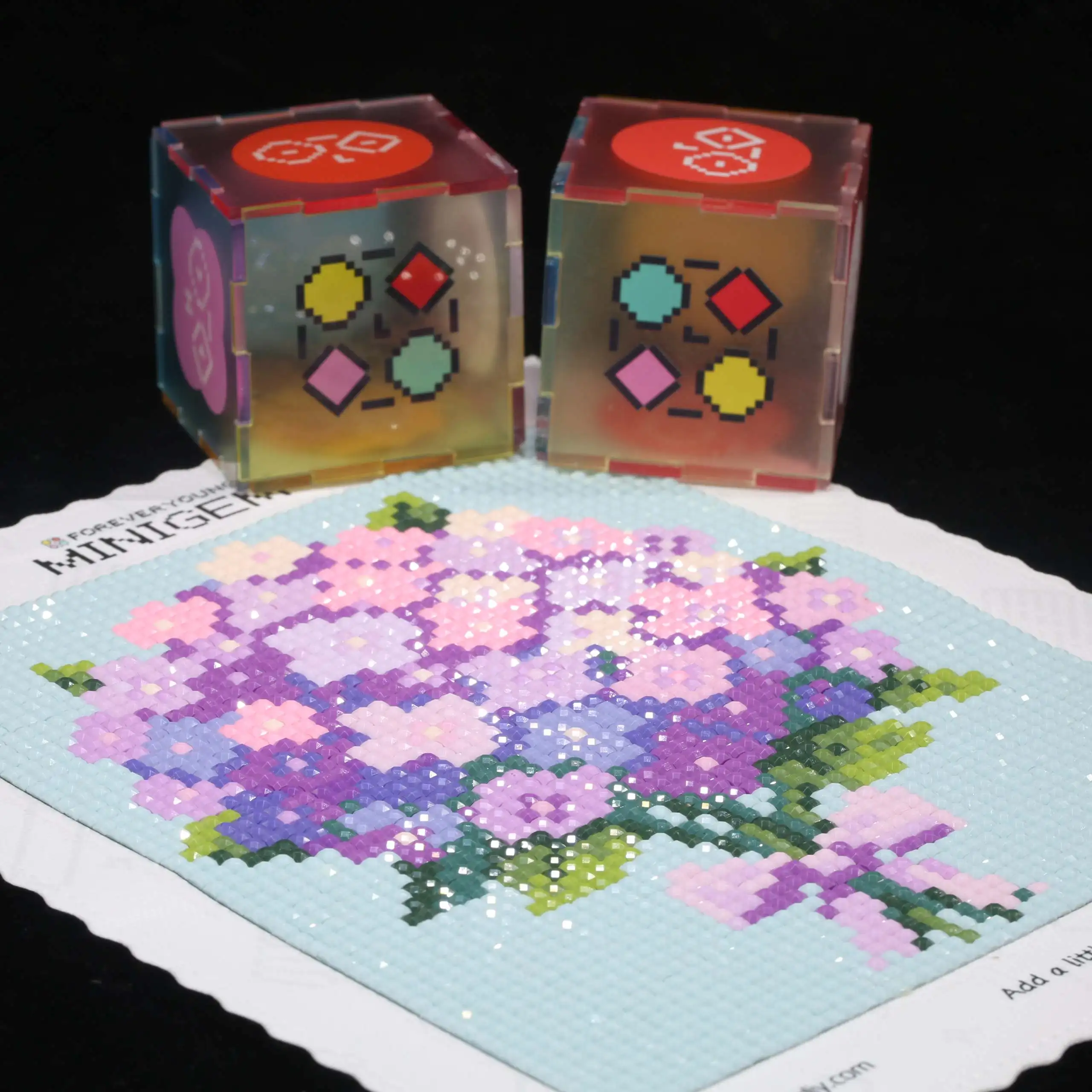 Minigem® Purple Hydrangea 5D Diamond Painting Kit, 5"×6" Resin Square Drills, Mini Diamond Art for Beginners & Kids