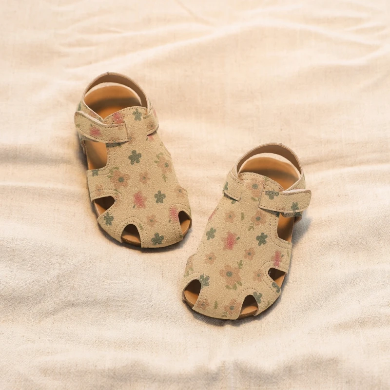 Baby Walking Shoes Toes Capped Soft Bottom Girls Sandals Sweet Floral 2026 Brand New Toddler Kids Casual Beach Shoes Non-slip