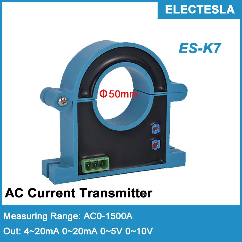 AC Hall Current Transmitter 0-500A Current Transformer 4-20mA 0-20mA 0-5V 10V Output Open-Close Perforate Current Transmitter