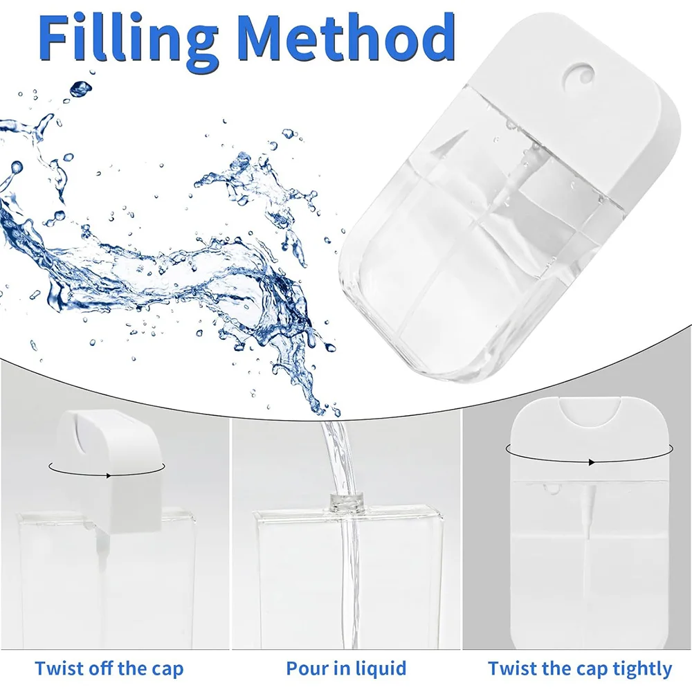 7 個のカードスタイルスプレーボトルキット - 漏れ防止詰め替え香水アトマイザー、ハンドサニタイザー、化粧品、トラベルサイズ 50ml/38ml