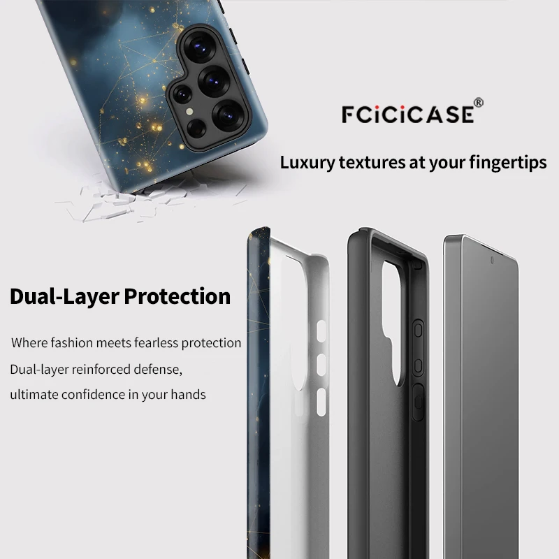 Fcicicase ماتي الاكريليك قضية الهاتف لسامسونج غالاكسي S25 زائد S25 + S24 الترا S20 FE S23 السماء النجوم نمط غطاء مقاوم للصدمات #3