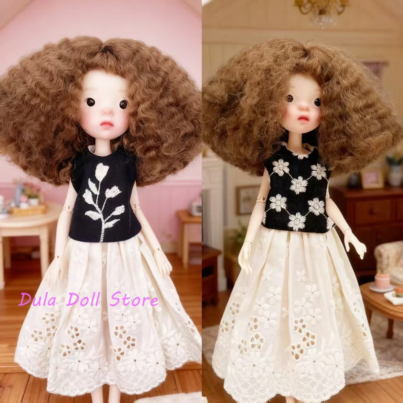 Dula 人形服ドレスパターンノースリーブベストスカートブライスランドアズランドウドゥ ob24 ob22 アゾンリカ 1/6 Bjd 人形