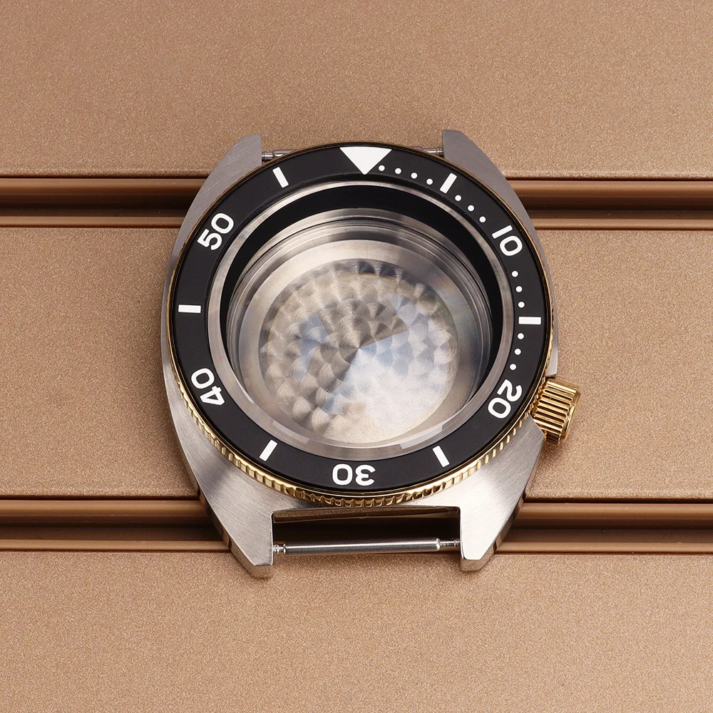 

Silvery Gold 41mm High Quality Watch Case Sapphire Glass For Tuna Turtle Seiko NH34 NH35 NH36/38 4R36 Movts 28.5mmDial 120Clicks