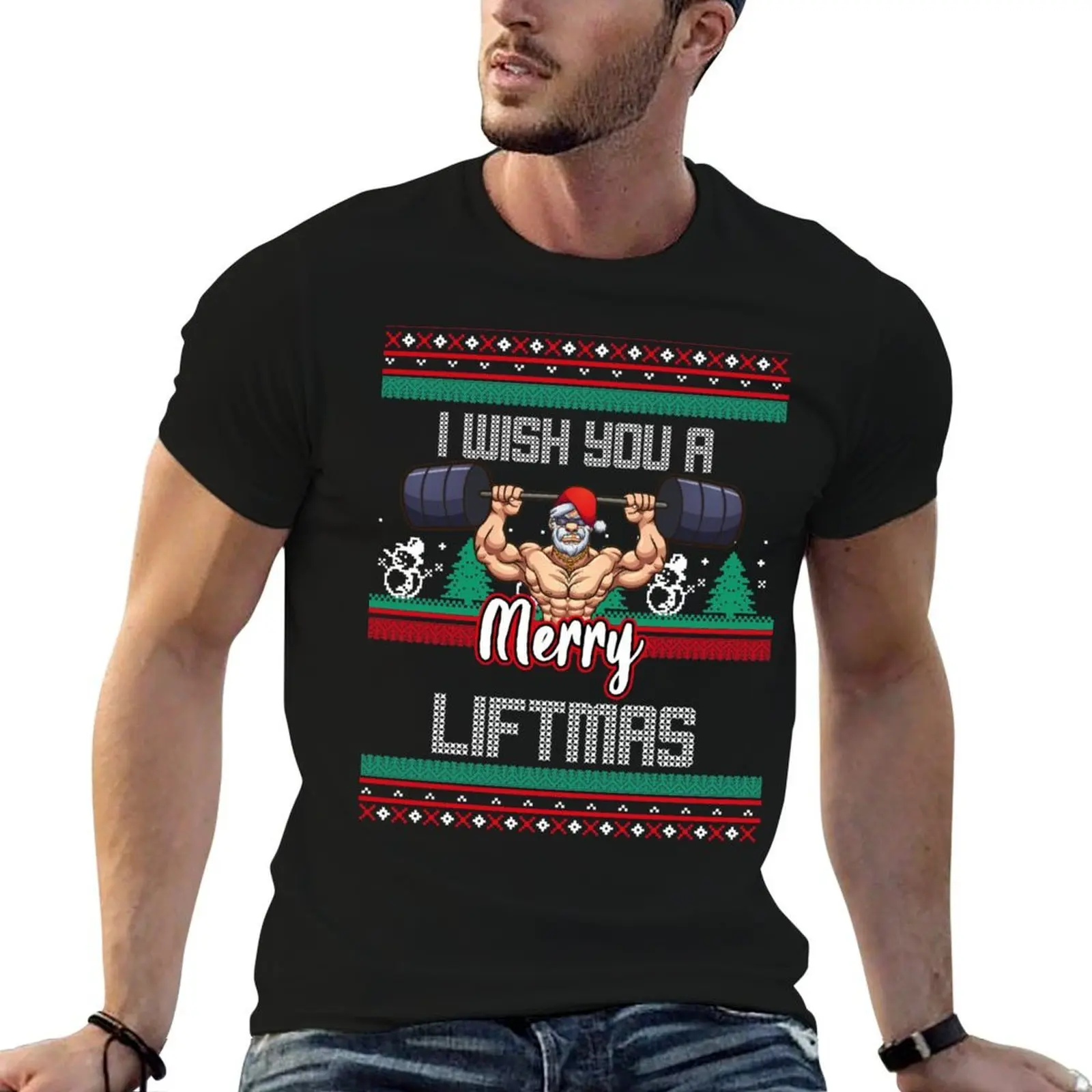 

I Wish You A Merry Liftmas T-Shirt man t shirt luxury man t shirt summer t shirt for man 100 percent cotton T-Shirt