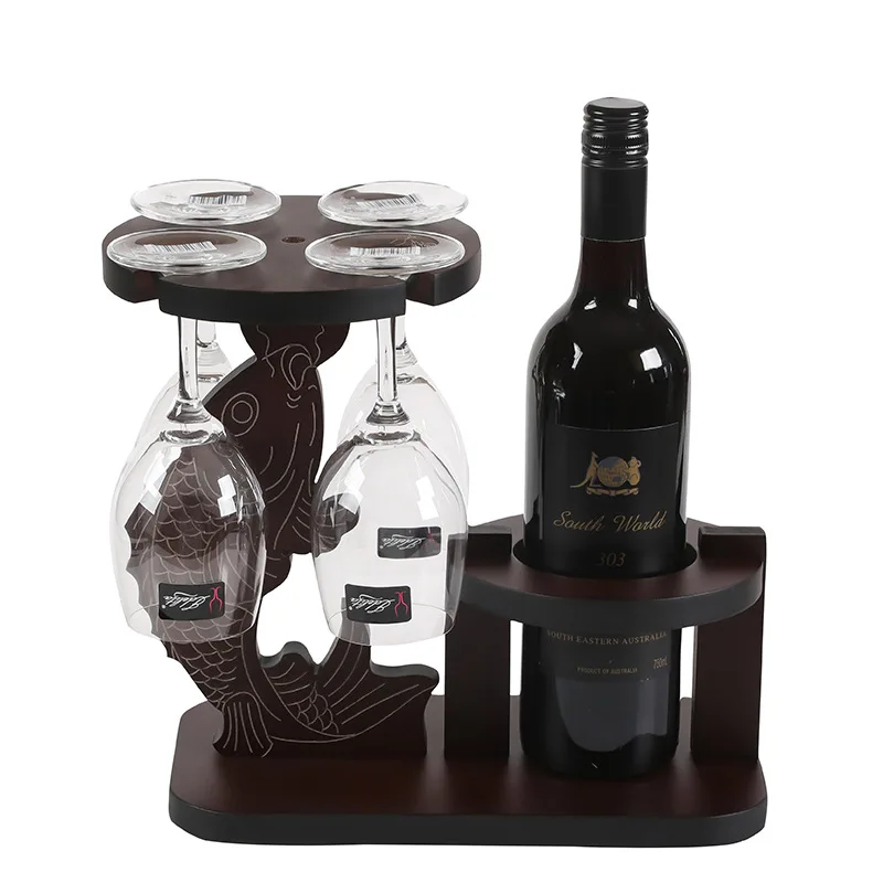 Fish Leap Fulai Wine Rack Red Wood Creative European Style Wooden B