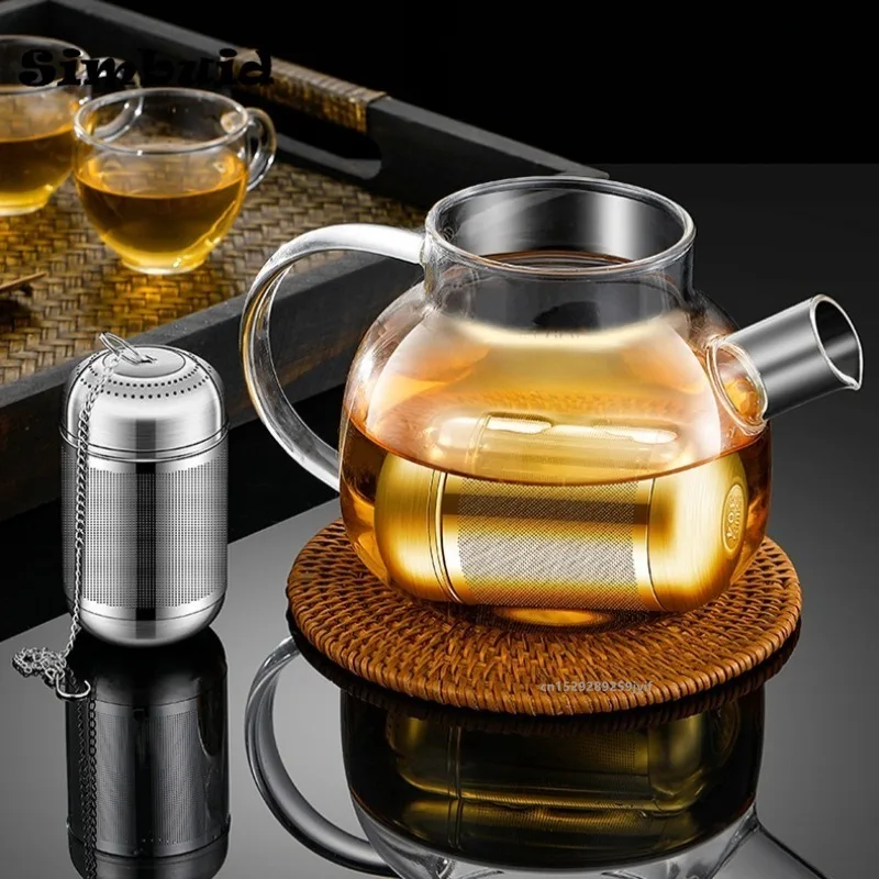 مصفاة شاي مع سلسلة من الفولاذ المقاوم للصدأ أوراق الشاي Infuser التوابل التوابل الكرة مصفاة إبريق الشاي غرامة شبكة القهوة تصفية Teaware #5