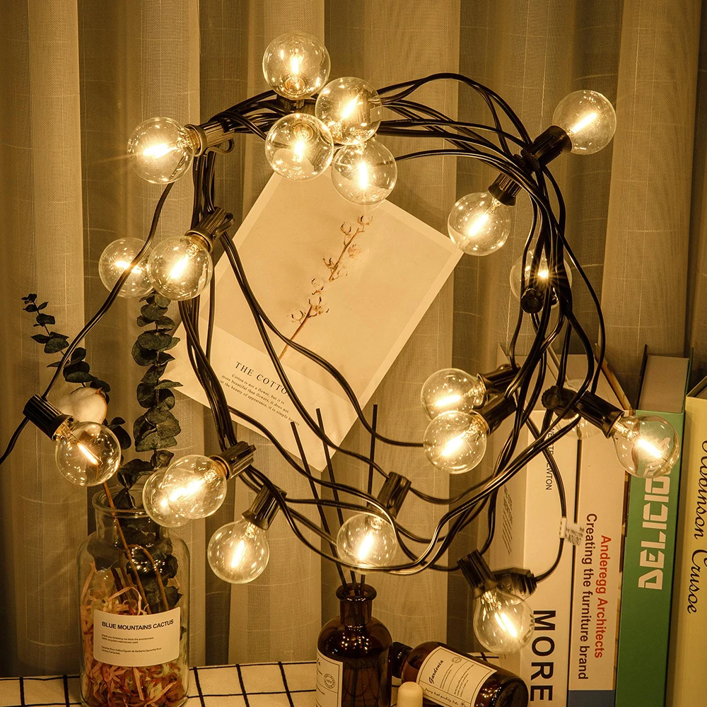 30 متر 50 لمبات G40 جارلاند سلسلة أضواء LED مقاوم للماء ومكسر غلوب لمبة في الهواء الطلق فناء سلسلة أضواء لزينة عيد الميلاد