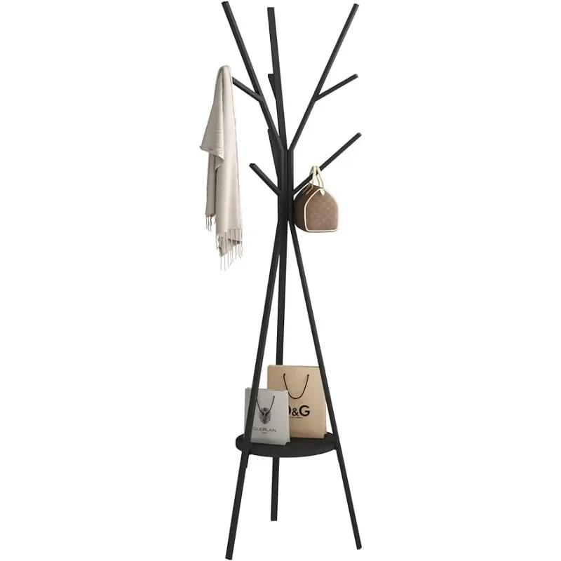 Coat Rack Hat Stand Free Standing Display Hall Tree Metal Hat Hanger Garment Storage Holder （Black/GoldWhite/Grey）optional