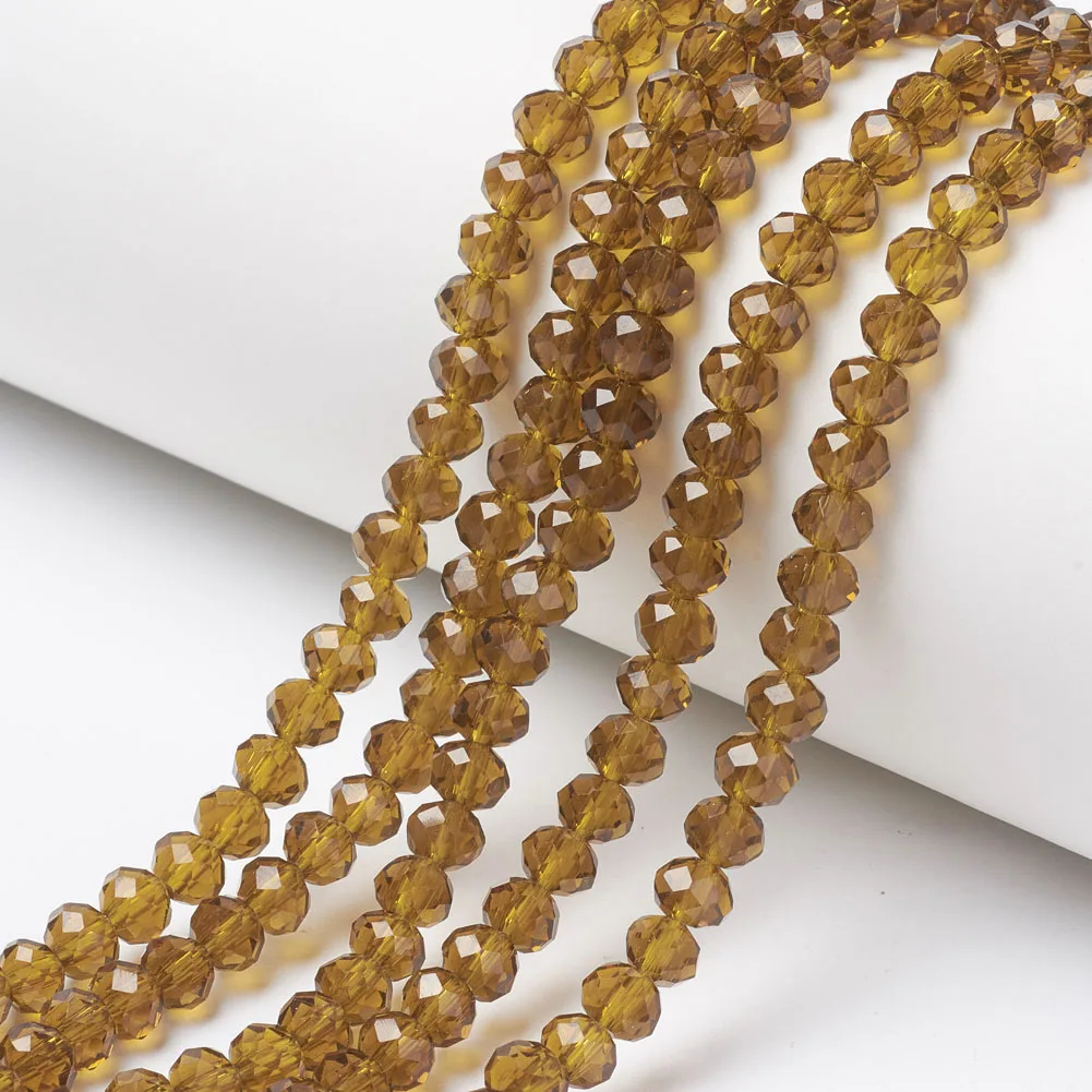 10 Strands 4mm Faceted Rondelle Dark Goldenrod Glass Beads Strands