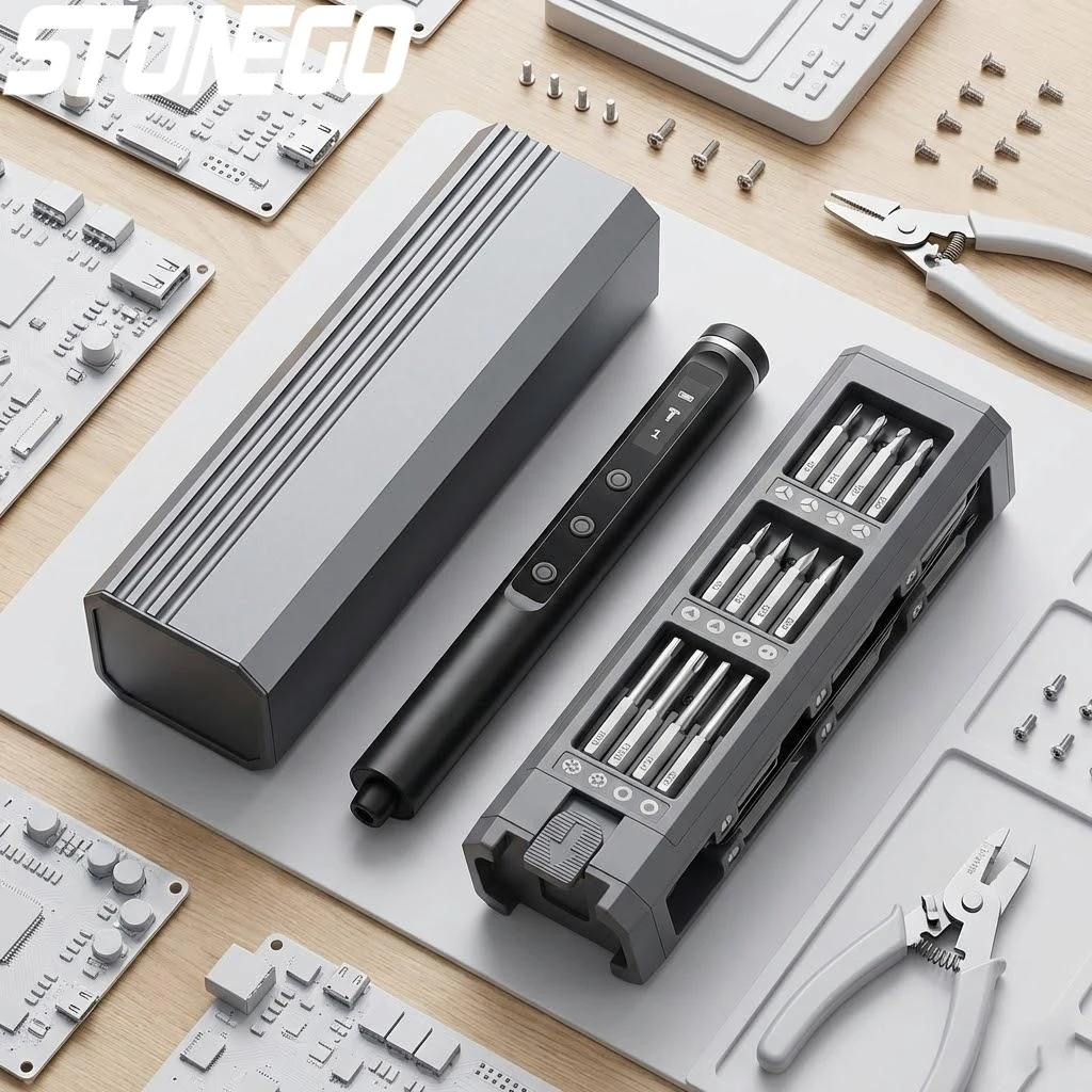 

Precision Electric Screwdriver Set 42 Magnetic Bits 5 Torque Settings Mini Power Tools for iPhone Camera PC