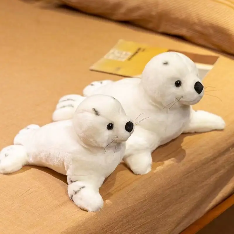 32/38cm New White Seal Doll Simulation Stuffed Plush Toy Handmade Doll Cartoon Anime Cute Children's Birthday Gift Fun Doll