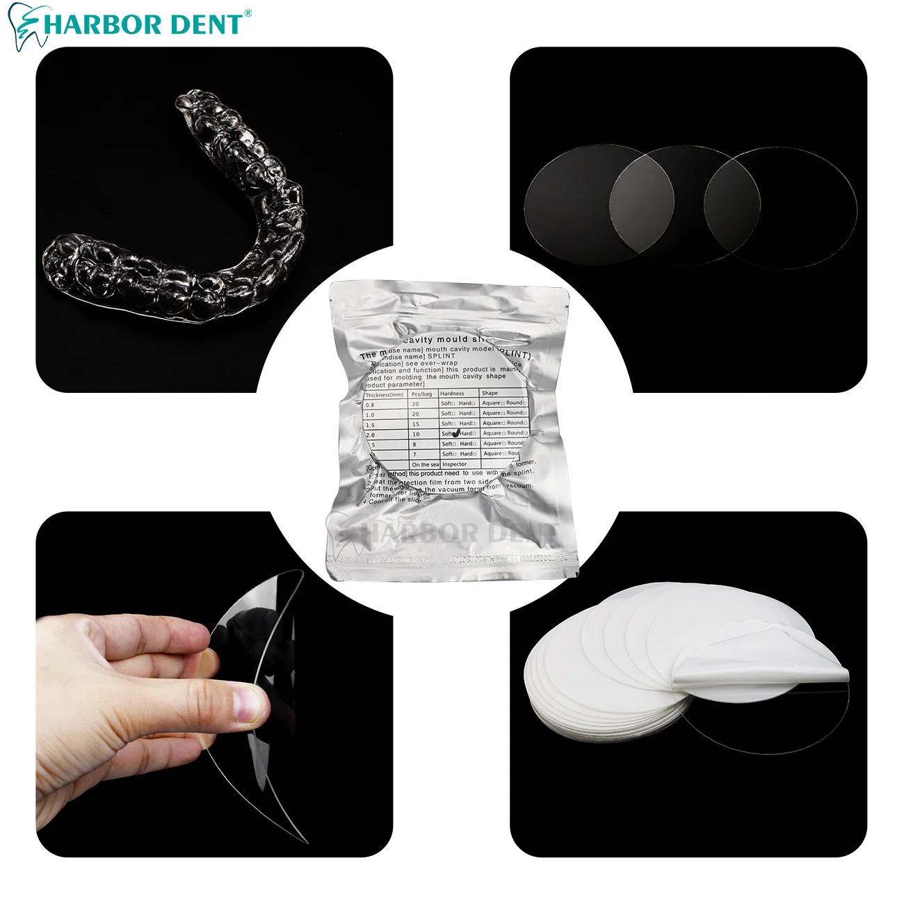 Dental Orthodontic Splint Retainer Round Hard Soft Film Thermoforming Materials Denture Model 0.8/1.0/1.5/2.0/2.5/3.0mm