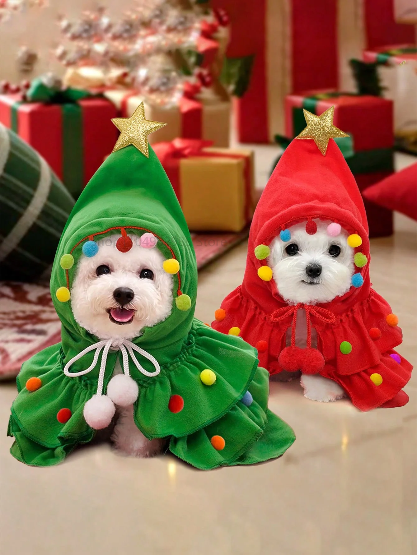 

Christmas Pet Costume,Autumn And Winter Dog Cape,Christmas Tree Design Pet Cloak Shawl,Dog Transformation Outfit