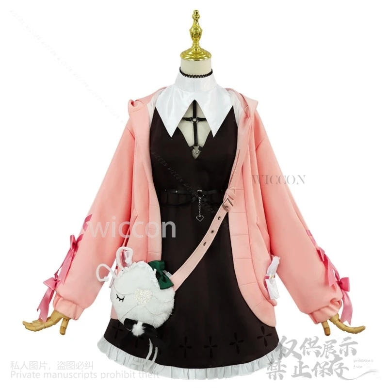 Anime Vtuber Holo Live Aza Airi Cos Costume Abito carino Lolita Cappotto con borsa Parrucche Ragazze Donna Festa di Halloween Personalizzato