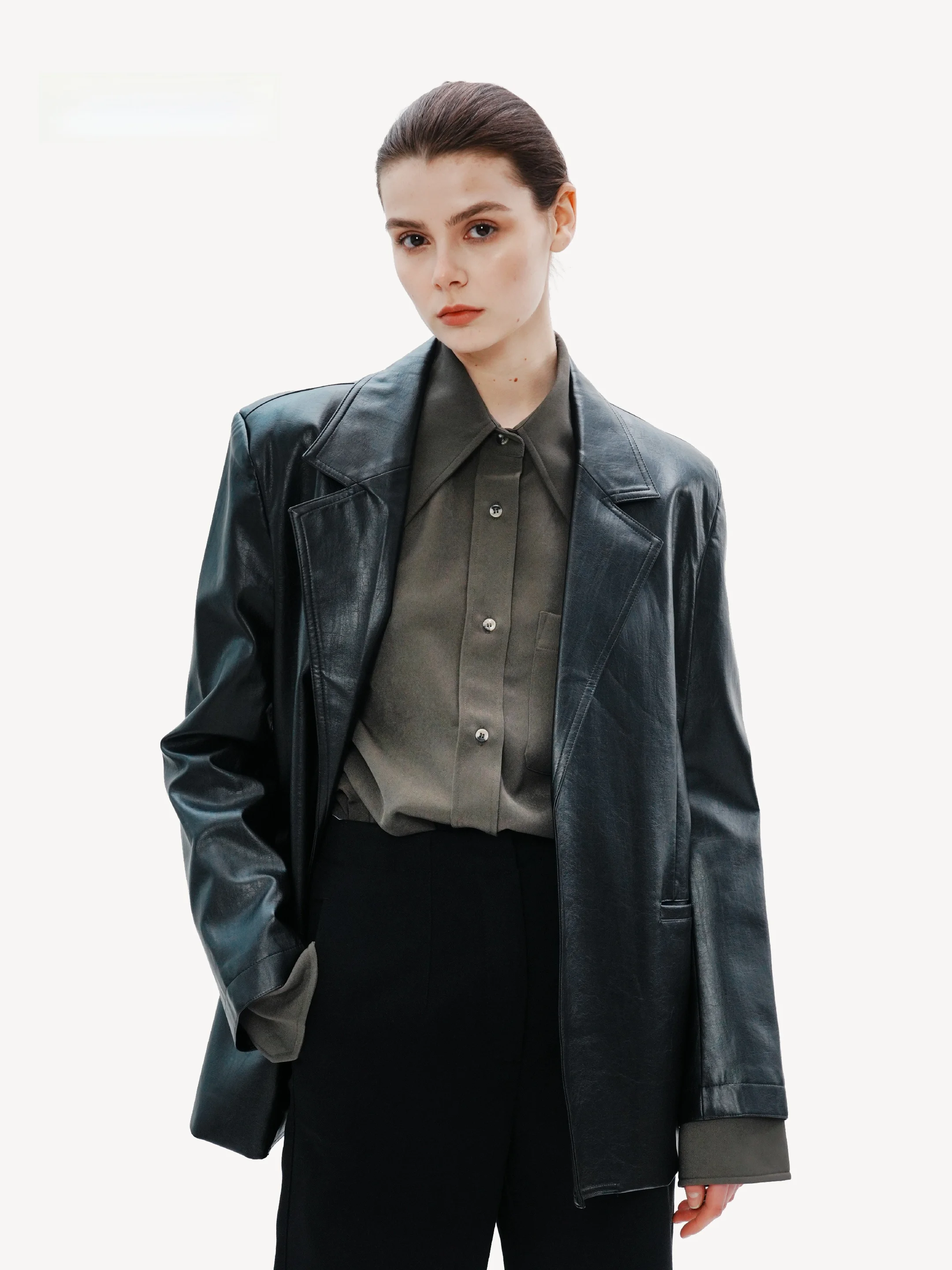 

Женская повседневная винтажная кожаная куртка AEVIAA свободного кроя, модная универсальная верхняя одежда для осенне-зимней коллекции