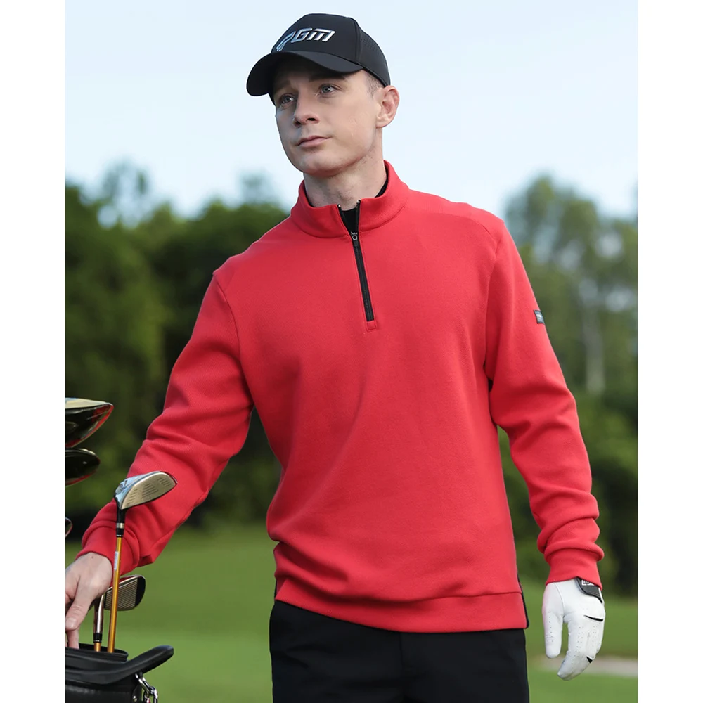 Sweter golfowy PGM męski jesienno-zimowy odzież golfowa z długim rękawem koszule w paski kołnierzyk na suwak ciepły sweter modna kurtka