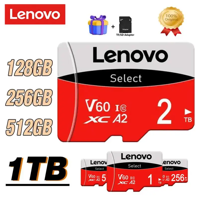 Lenovo การ์ดหน่วยความจำ Mini Micro TF SD Card Class 10 128GB 256GB U3 512GB 4K ความเร็วสูงพิเศษ SD TF แฟลชการ์ดสำหรับ Nintendo SWITCH