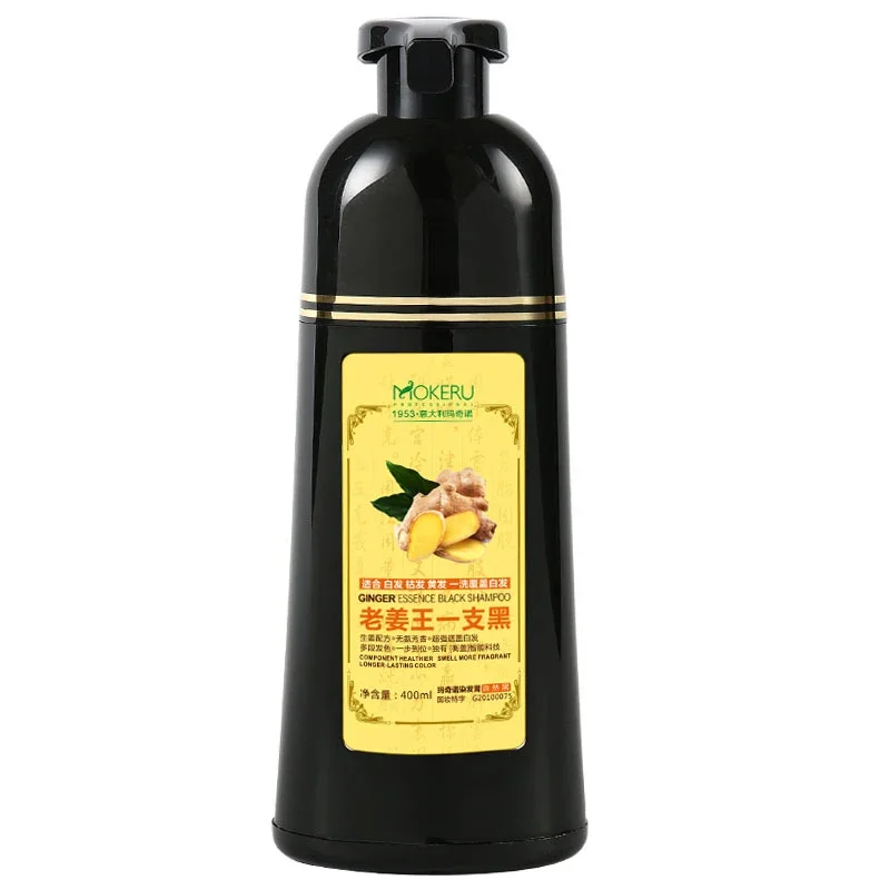 Mokeru 1pc  Ginger shampoo Herbal Non Allergic Natural Fast Blacking Gray Hair Dye Black Shampoo Dye For White Hair Coloring