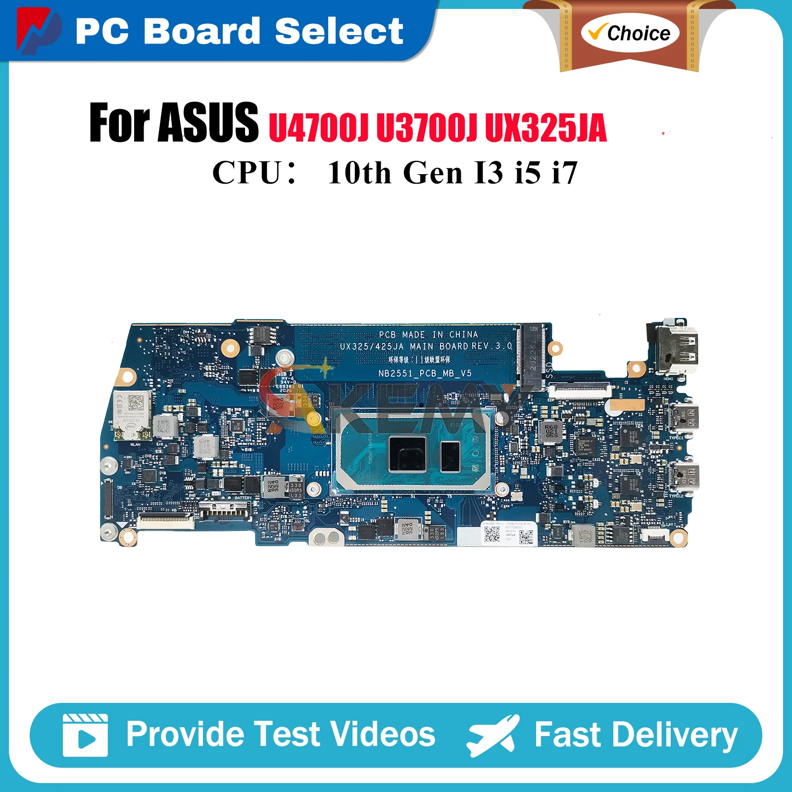 

UX325JA Материнская плата для ноутбука ASUS ZenBook UX325JA UX325J U4700J U3700J Материнская плата для ноутбука с 10-го поколения I3 i5 i7 100% тест в порядке