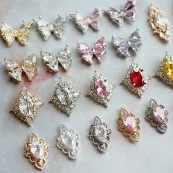 10pcs/lot Palace Retro Lace Butterfly Flower Zircon Alloy Nail Art Crystal Manicure Nails Accesorios Supplies Decorations Charms