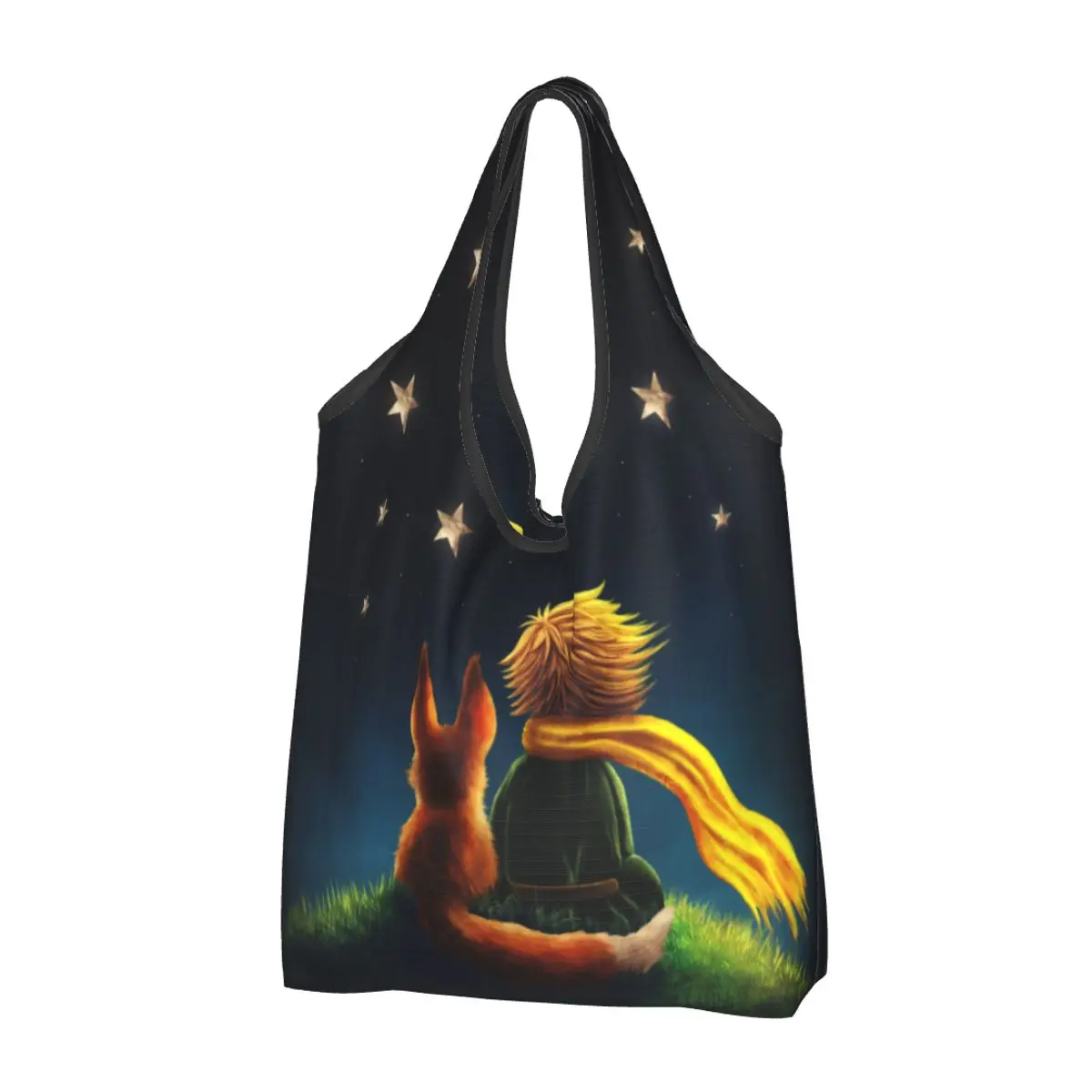 Reusable The Little Prince Grocery Bags Foldable Machine Washable Fox Star Classic Fairy Tale Shopping Bag Large Eco Storage Bag