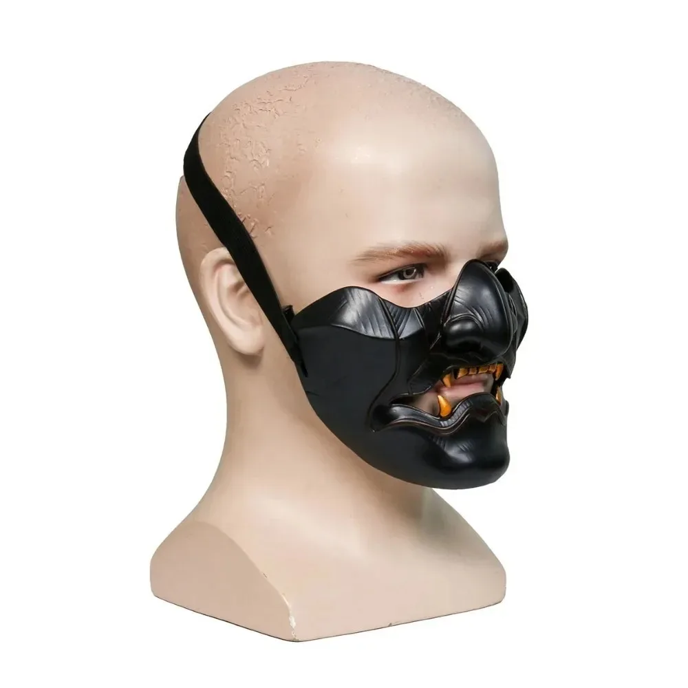 

High Quality Plastic Game Ghost of Tsushima Mask with Elastic Band Durable Half Face Samurai Cosplay Mask Halloween Party Prop