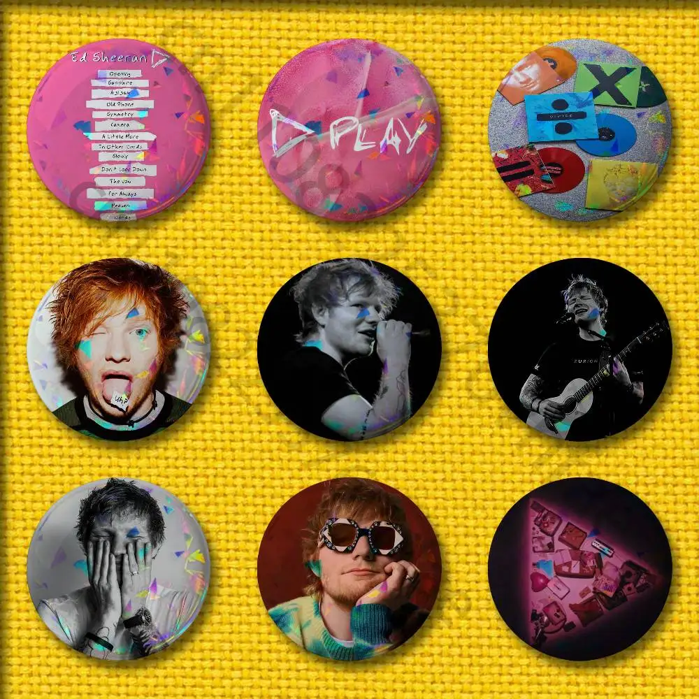 E-Ed Sheeran Play Badges 75mm 25mm 44mm 32mm 58mm Round Pin Brooch Souvenir Clothes Cosplay Gift Accessories