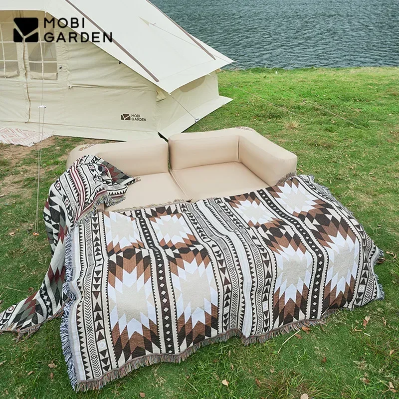 MOBI GARDEN Inflatable Sofa Camping Chair Portable Stitching Lazy Sofa Outdoor Park Picnic Leisure Air Cushion bed Oxford Cloth