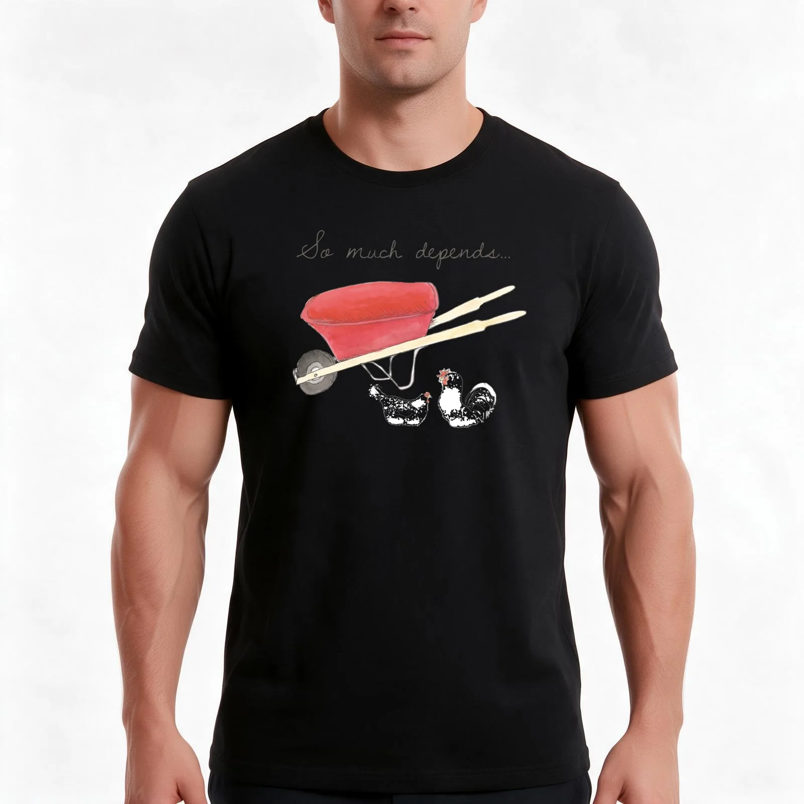 So Much Depends T-Shirt, Summer Casual Cotton Tee, Oversized Streetwear Tops, Vintage Graphic Print, Loose Fit Short Sleeve