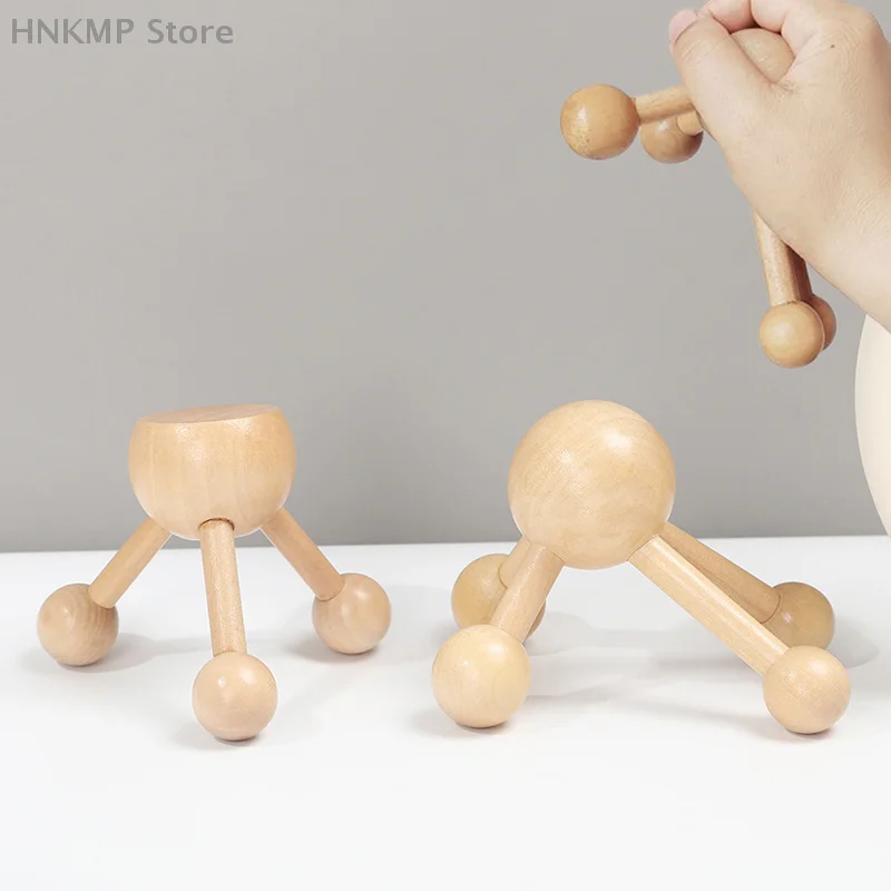 

1 шт., массажный ролик для шеи, спины, 3/4-ноги, деревянный массажер для головы, когти осьминога, расслабляющие спа-инструменты для роста волос, снятия стресса