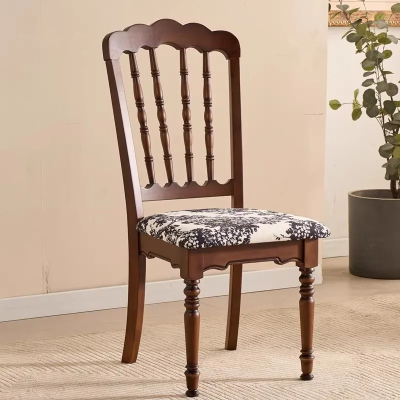 

American Retro Solid Wood Antique Dining Chair Backrest Nordic Design Durable Home Furniture for Living Room Dining Table Use