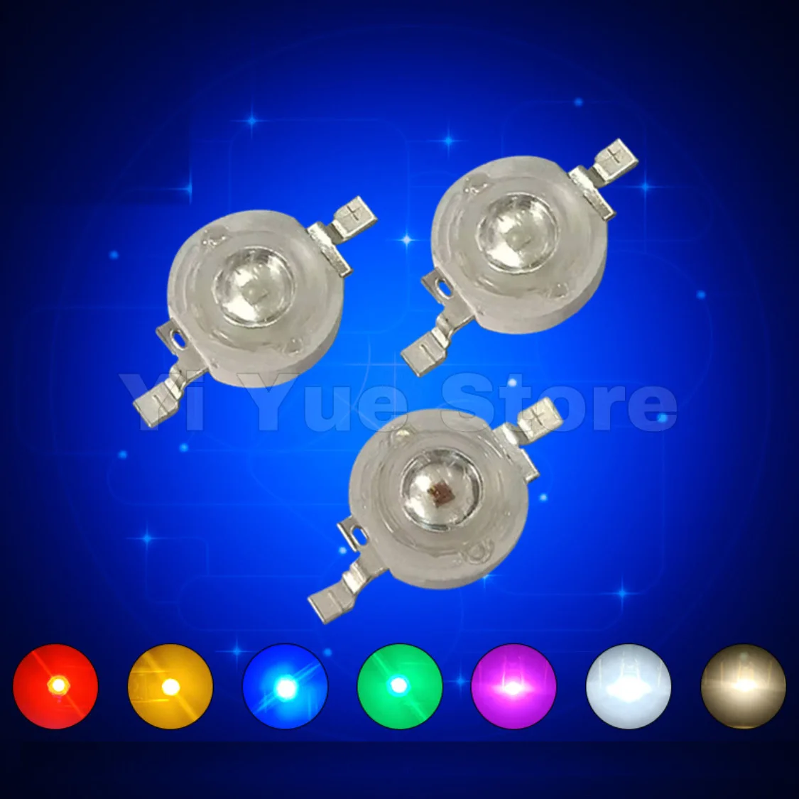 50pcs 1W 3W High Power LED Chip Lamp Bulbs SMD COB Diodes Warm Cold White Red Green Blue Yellow for Downlight Grow Light Beads
