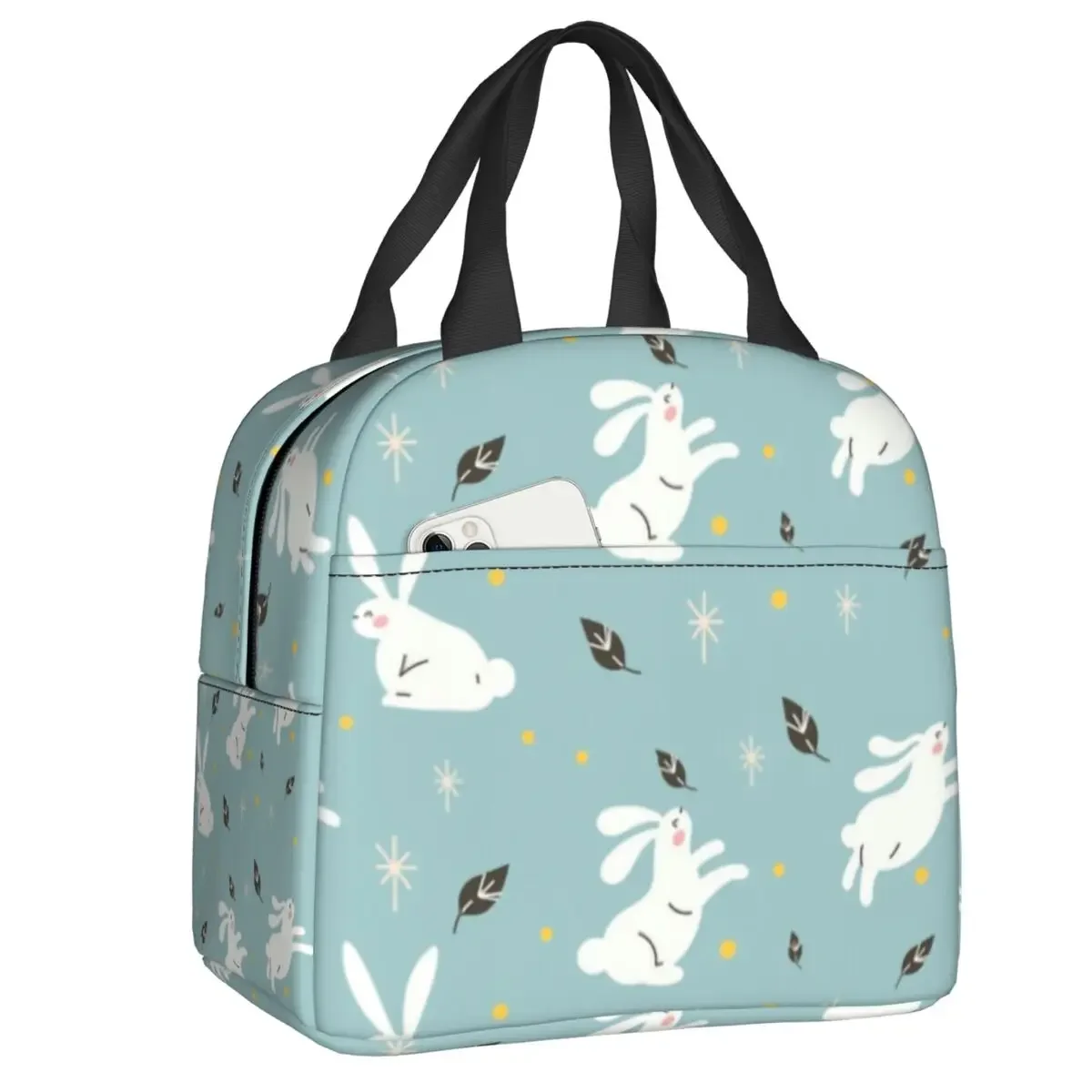 Bunny Pattern Lunch Box for Women Multifunction Rabbits Cooler Thermal Food Insulated Lunch Bag Office Work