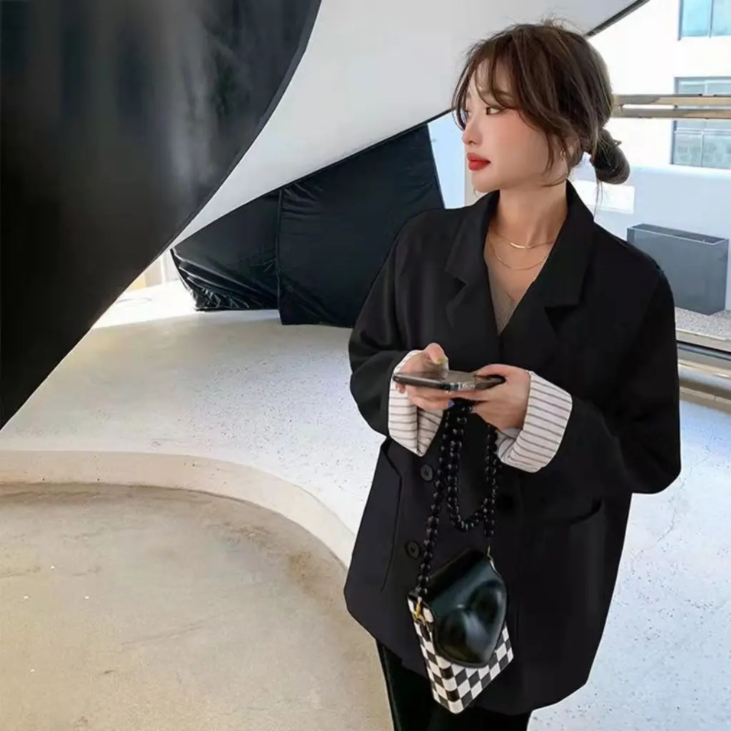 

Loose Casual Korean Style Small Suit Jacket Spring Autumn New Design Sensation Outerwear For Short Women Fashionable Top