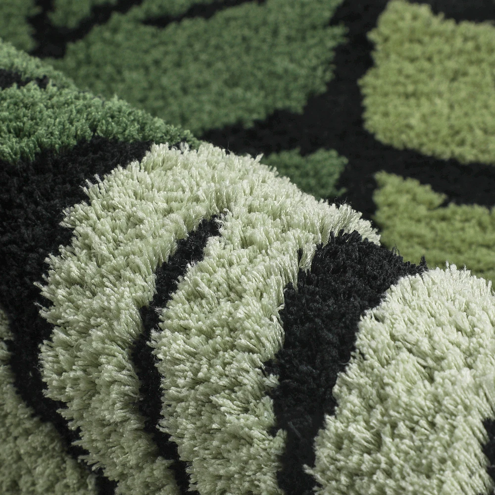 Round Green Monstera Tufted Rug Area Rug Tropical Leaf Plush Rug for Living Room Bathroom Home Fluffy Boho Plant Bath Mat