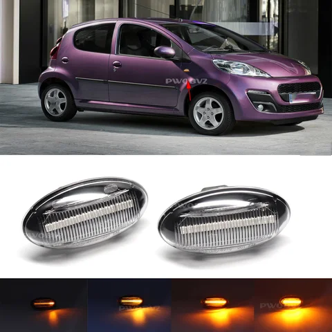 2 шт. для Peugeot 307 206 407 107 607 1007 Citroen C1 C2 C3 C5 C6 динамический янтарный боковой габаритный фонарь указателя поворота мигалка