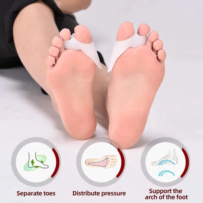 1Pair Silicone Gel foot fingers Two Hole Toe Separator Thumb Valgus Protector Bunion adjuster Hallux Valgus Guard feet care