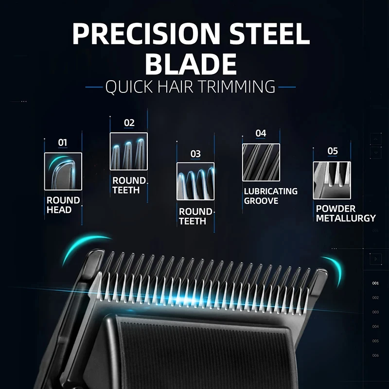 KEMEI km-1858 DLC Blade Electric Hair Clipper Professional Cordless Usb Rechargeable Hair Clippers With Light