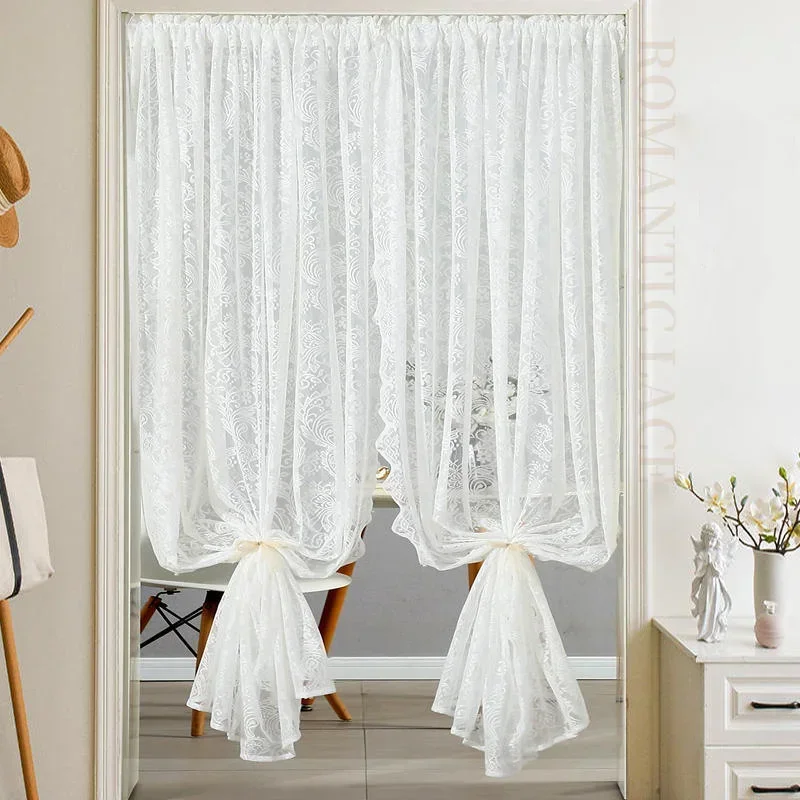 Green French Lace Semi Transparent Rod Curtains Suitable For Filtering Light In Living Room Windows cortinas para ventanas 커튼