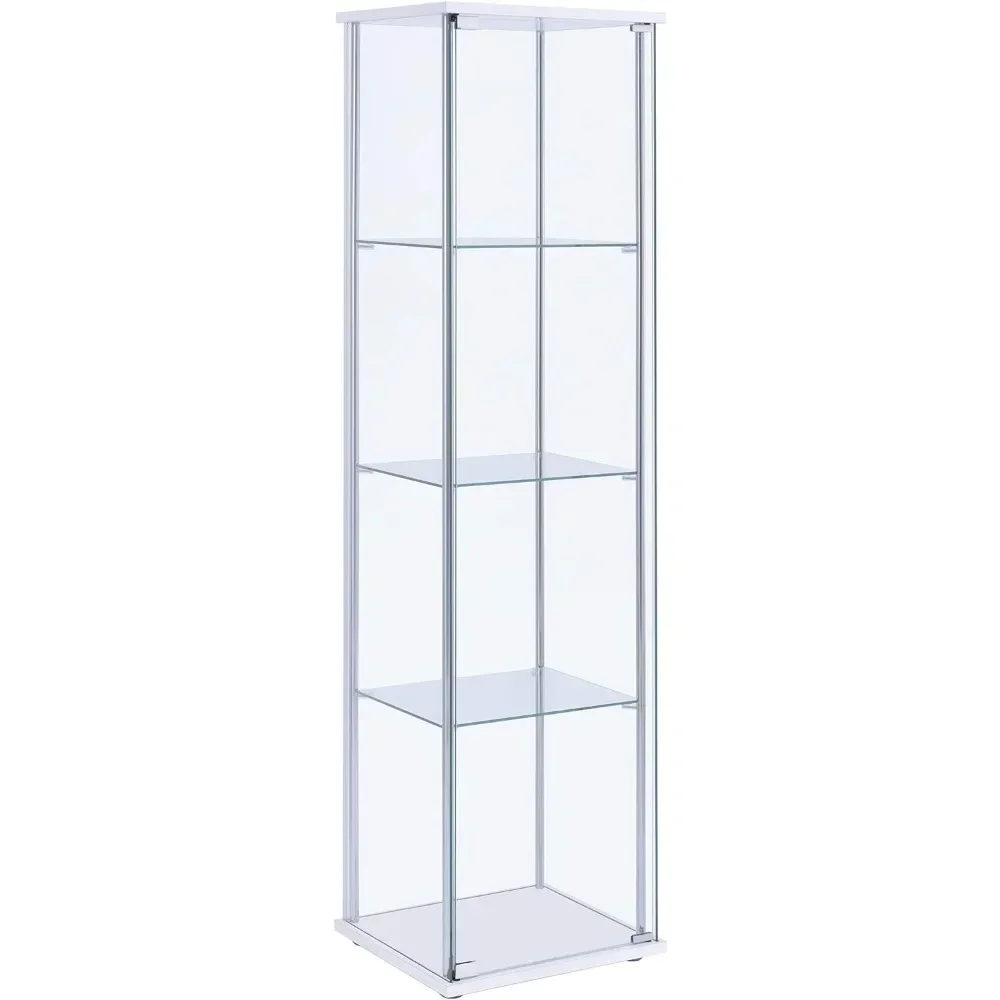 

63.75" H X 14.25" W X 16.75" D Display Cabinet, Chrome, Rectangular 4-Shelf Clear Display Cabinet