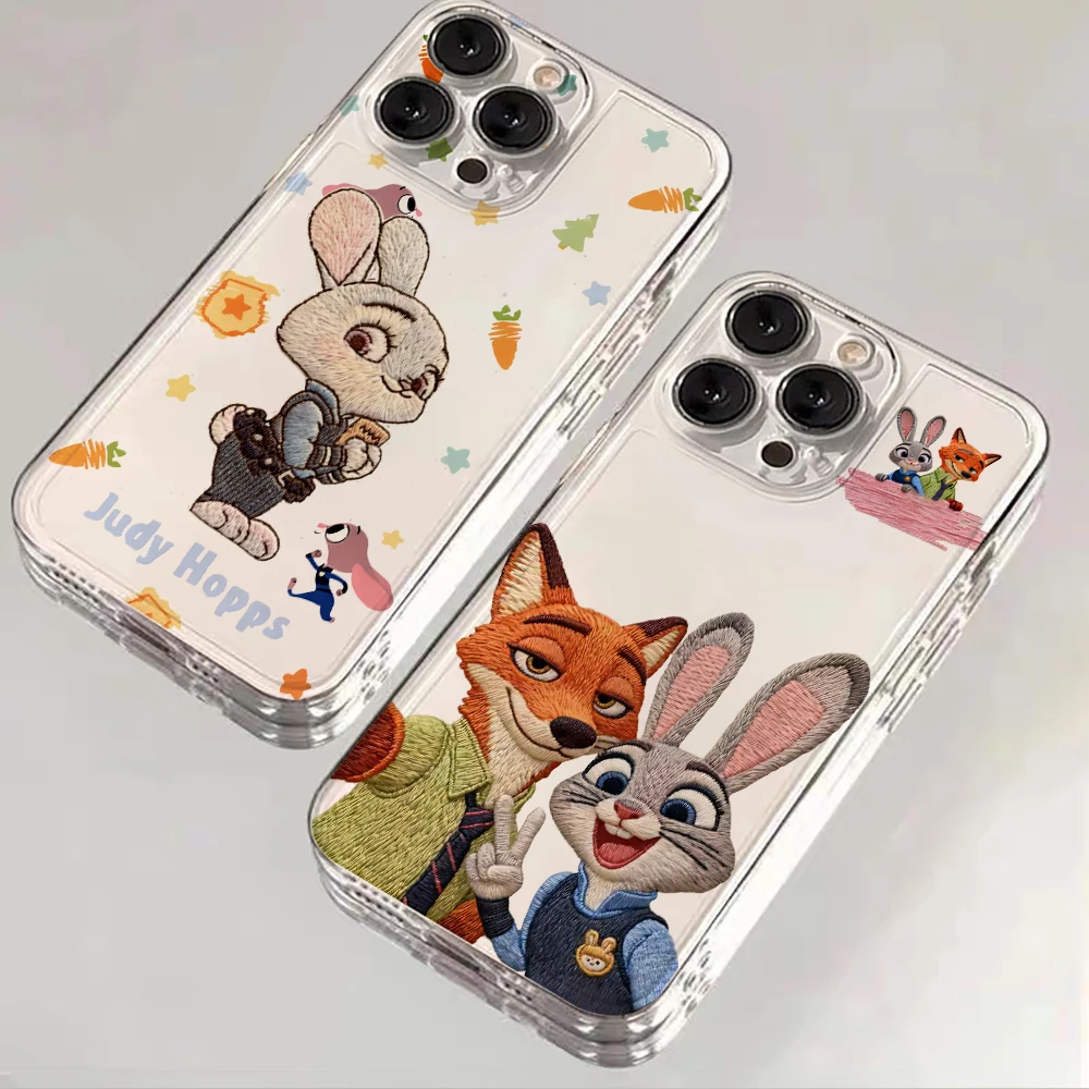 Embroidery Style Judy Nick Couple Phone Case For Samsung Galaxy S26 S25 Ultra S24 S23 FE Plus S22 A36 A56 A55 Shockproof Cover