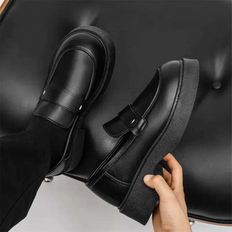 

Male Casual Shoe Thick Sole New In Platform Luxury Sale Shipping Free Men's Leather Loafers Shoes Promotion Common Comfortable