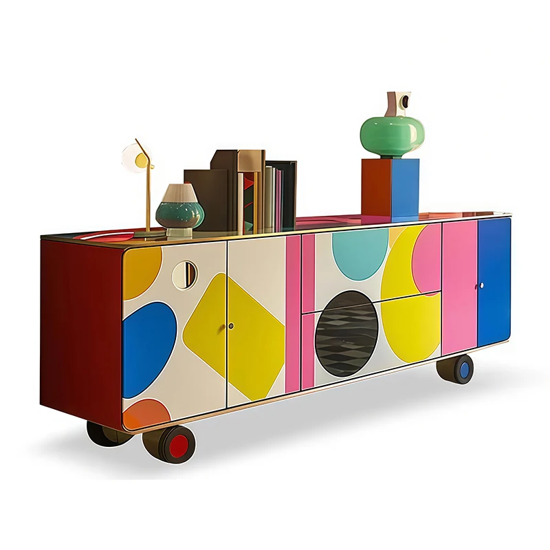Solid Wood Extendable Home Storage Furniture Hand Painted Modern Living Room Hotel Entry Decorative Sideboard Cabinet