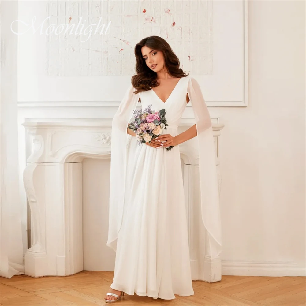 

Modern Pleat Cap Sleeve A-Line Wedding Dress Women 2026 V-Neck Ankle-Length Backless Bridal Gown Vestidos De Novia Customized