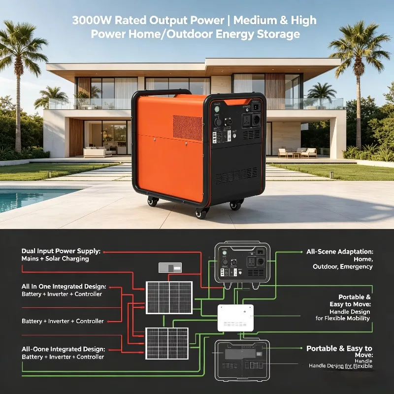 4000W Portable Electric Solar Generator Power Station Solar System Battery