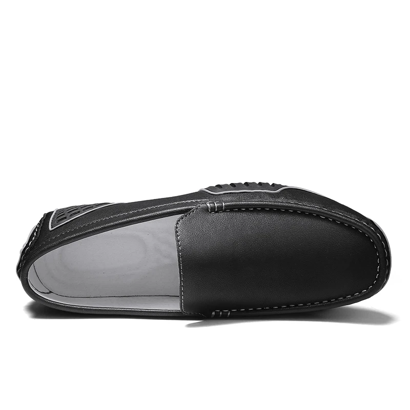 Mocassins de couro para homens, sapatos de deslizamento, mocassins, sapatilhas casuais, marca de luxo, tamanho grande 47 e 48